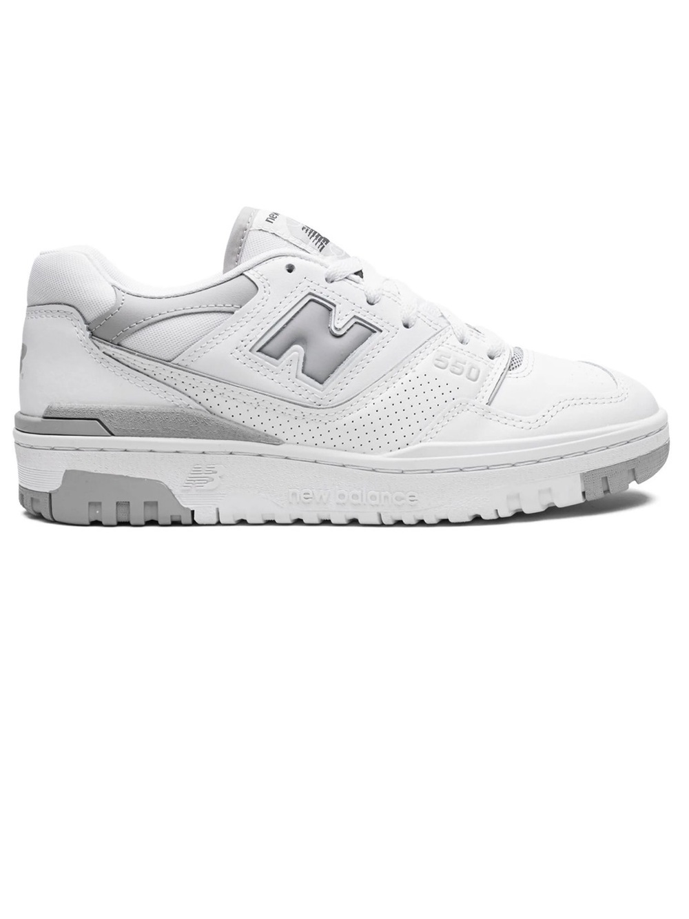New Balance White and Light Gray 550 Low-Top Sneakers